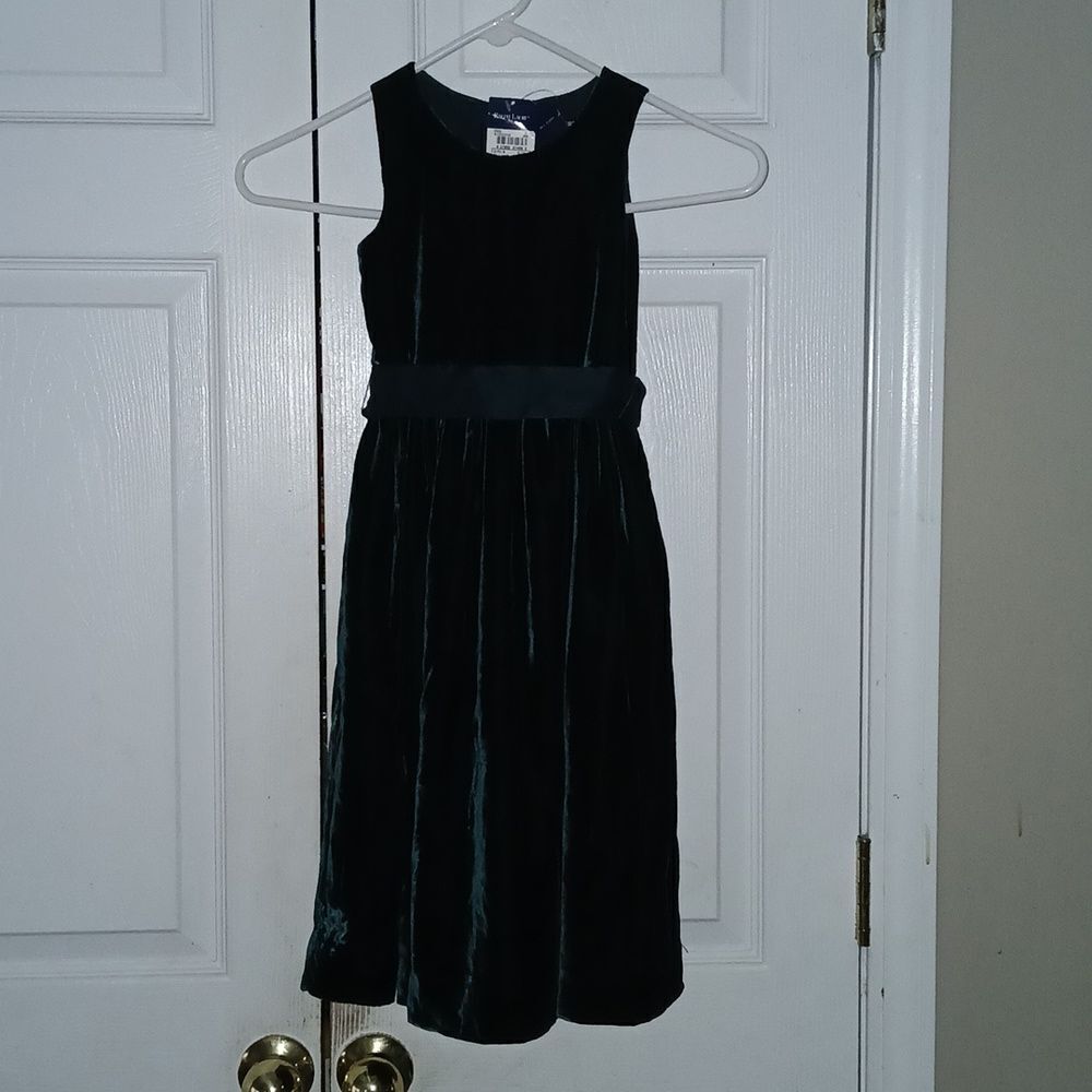 Ralph Lauren blue label emerald green soft velvet silk blend dress Sz 4 NWT